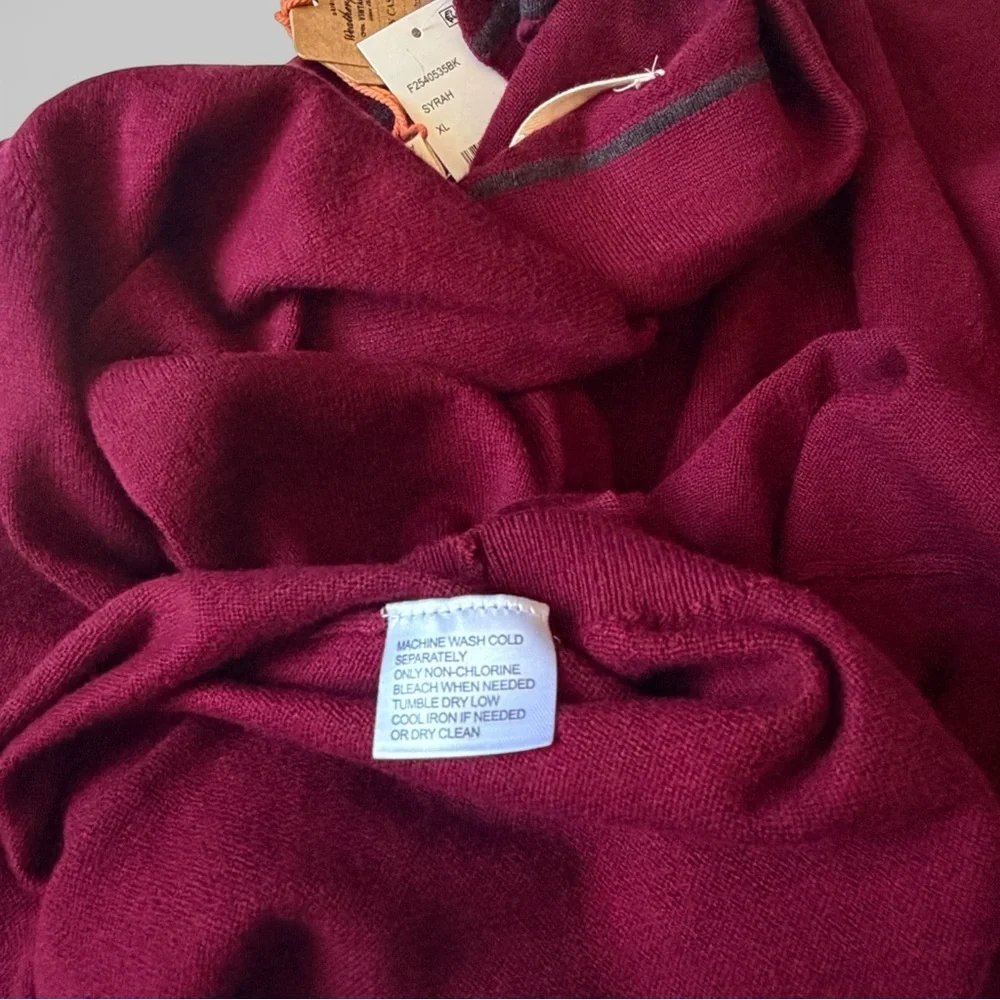 Weatherproof Vintage Maroon Burgundy Polo Knit Sweater Cotton Cashmere XL New